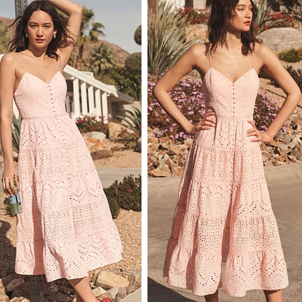 Alice + Olivia Shanti Button-Front Tiered Maxi Dress Size 12